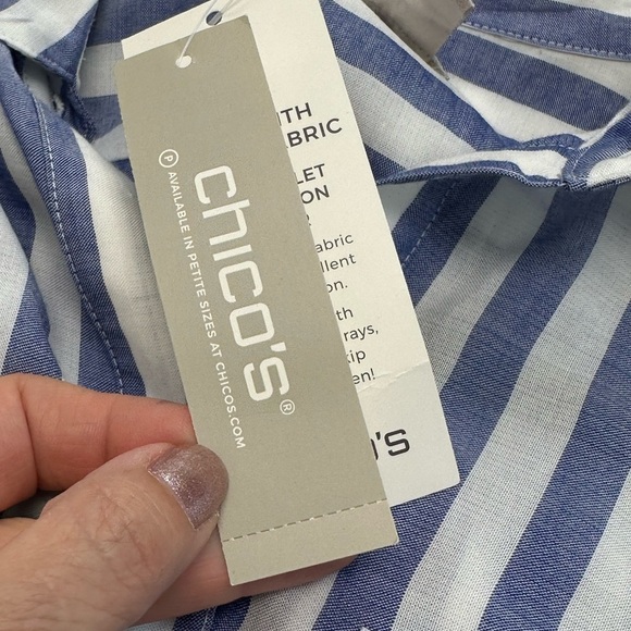 NWT Chico’s UPF 50+ Blue Stripe Tunic Shirt – Size 0 (US 4/6) - Picture 10 of 10